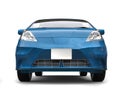 Blue metallic modern compact car - front view closeup Royalty Free Stock Photo