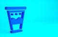Blue Mexican drum icon isolated on blue background. Music sign. Musical instrument symbol. Minimalism concept. 3d