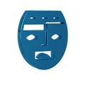 Blue Mexican mayan or aztec mask icon isolated on transparent background.