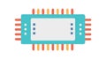 Blue Microchip or CPU Icon for Technology and Computing, vector design Generative AI Royalty Free Stock Photo