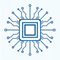 Blue Microchip CPU Processor Icon Illustration Royalty Free Stock Photo