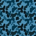 Blue military camouflage vector seamless pattern