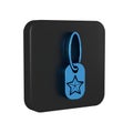 Blue Military dog tag icon isolated on transparent background. Identity tag icon. Army sign. Black square button.