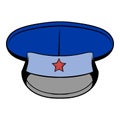 Blue military hat with star icon cartoon