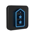 Blue Military rank icon isolated on transparent background. Military badge sign. Black square button.