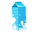 Blue milk carton with a missing puzzle piece. Dairy packaging design, missing piece concept. Milk carton puzzle vector Royalty Free Stock Photo