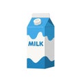 Blue milk carton with white design on transparent background Royalty Free Stock Photo