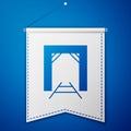 Blue Mine entrance icon isolated on blue background. White pennant template. Vector