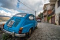 Blue mini beetle car in Ohrid Old Town