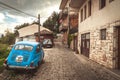 Blue mini beetle car in Ohrid Old Town