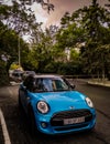 Blue mini cooper Royalty Free Stock Photo