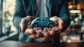 The Blue Miniature Car. AI generated Royalty Free Stock Photo