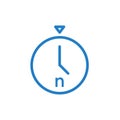 Blue minimalist compass icon featuring a circular design. A simple arrow points upwards, denoting Royalty Free Stock Photo