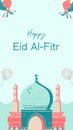 Blue Minimalist Happy Eid Al-Fitr (Instagram Story