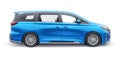 Blue Minivan family city car. Premium Business Car. 3D illustration