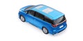 Blue Minivan family city car. Premium Business Car. 3D illustration