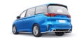 Blue Minivan family city car. Premium Business Car. 3D illustration