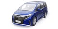 Blue Minivan family city car. Premium Business Car. 3D illustration