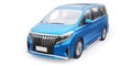 Blue Minivan family city car. Premium Business Car. 3D illustration