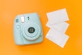 Blue mint instant camera with films