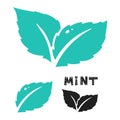 Blue mint leave icon on white. Mint leaves vector logo. Royalty Free Stock Photo