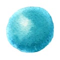 Blue mint watercolor circle isolated on a white background Royalty Free Stock Photo