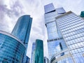 Blue mirror glass facade skyscrapers Royalty Free Stock Photo