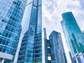 Blue mirror glass facade skyscrapers Royalty Free Stock Photo