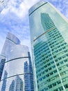 Blue mirror glass facade skyscrapers Royalty Free Stock Photo