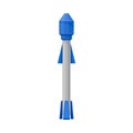 Blue missile with gray stripes. Vector illustration on a white background.