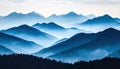 Blue Misty Mountain Range Landscape Royalty Free Stock Photo
