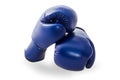 Blue mitt or boxing glove isolated on white background. Royalty Free Stock Photo