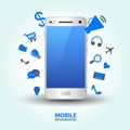 Blue Mobile infographic vector illustration, web icon design