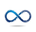 Blue mobius loop reminiscent of horror movies. Untidy infinity symbol