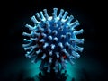 blue model of Coronavirus disease COVID-19 infection 3D medical illustration. generative AI