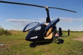 Blue modern autogyro Royalty Free Stock Photo