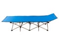 Blue modern camping cot, on white background Royalty Free Stock Photo