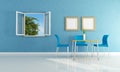 Blue modern dining room Royalty Free Stock Photo