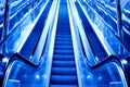 Blue modern escalator