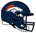 The blue modern helmet of the Denver Broncos American football team