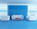 Blue modern living room