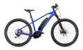 Blue modern mid drive motor e bike pedelec with electric engine middle mount. battery powered ebike isolated white background. Royalty Free Stock Photo