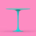 Blue Modern Plastic Round Table Mock Up in Duotone Style. 3d Rendering Royalty Free Stock Photo
