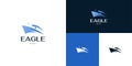 Blue Modern Ship Logo Shaped Eagle Head