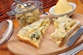 blue mold cheese on toast bread Royalty Free Stock Photo