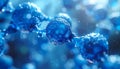 Blue molecular structure with water droplets and bokeh background molecule science Royalty Free Stock Photo