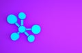 Blue Molecule icon isolated on purple background. Structure of molecules in chemistry, science teachers innovative Royalty Free Stock Photo