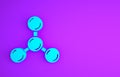 Blue Molecule icon isolated on purple background. Structure of molecules in chemistry, science teachers innovative Royalty Free Stock Photo