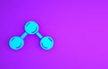 Blue Molecule icon isolated on purple background. Structure of molecules in chemistry, science teachers innovative Royalty Free Stock Photo