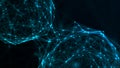 Blue molecule. Sphere consisting of points. Modern wireframe elements. Technology grid sphere. 3d rendering